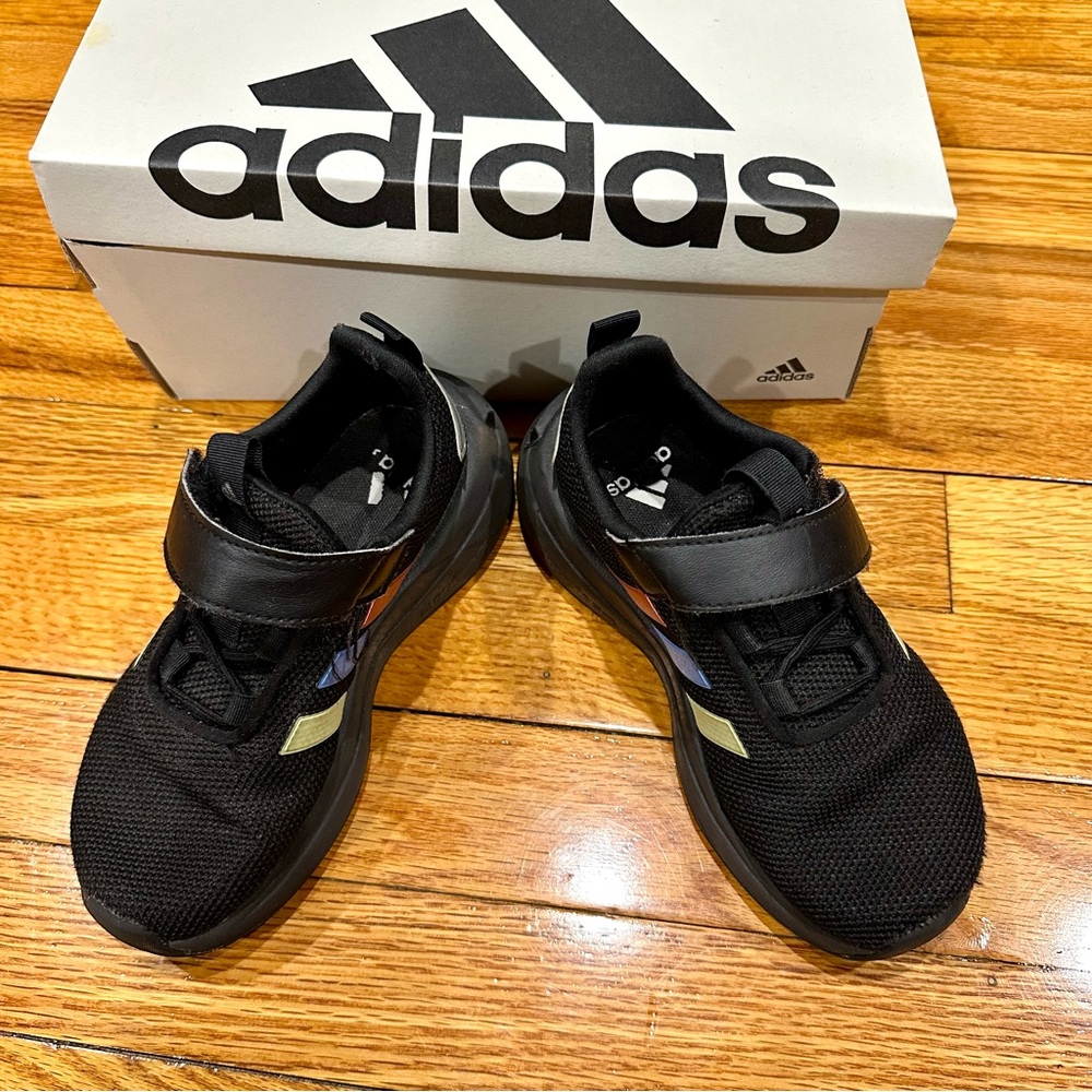 Adidas athletic running shoes sneakers Boys Kids size 12 Black.
